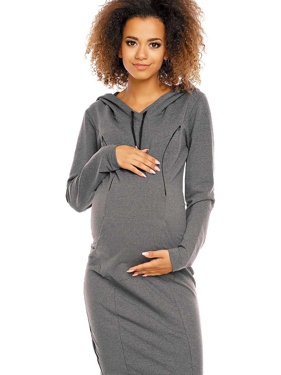 Robe de grossesse longue drapee gris perle