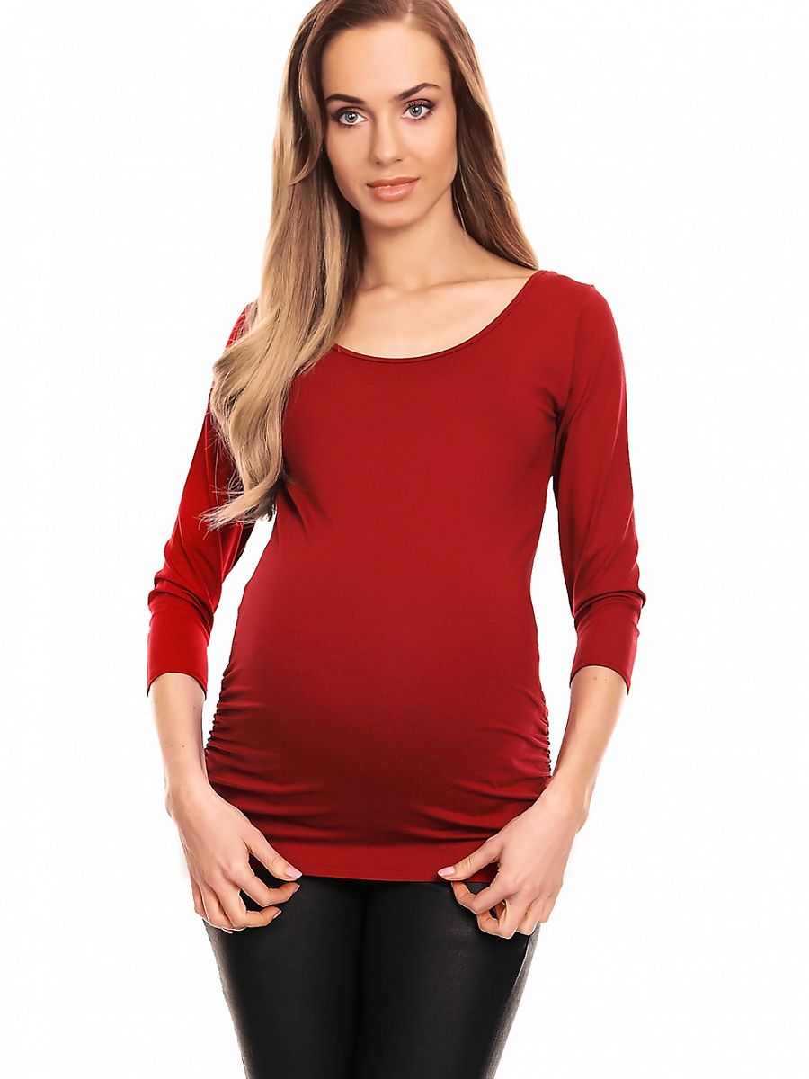 Blouse de grossesse drapée légère rouge