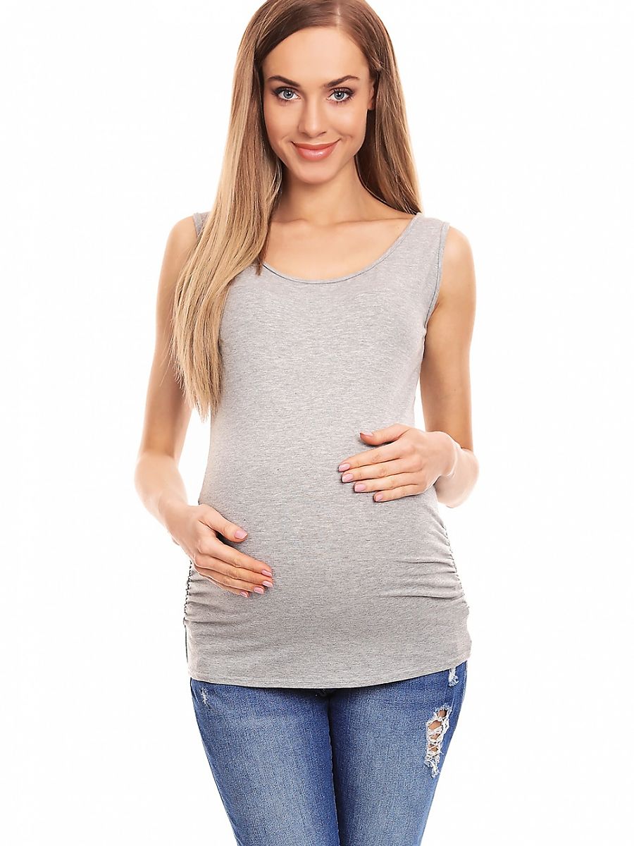 Blouse de grossesse manches bouffantes gris chiné