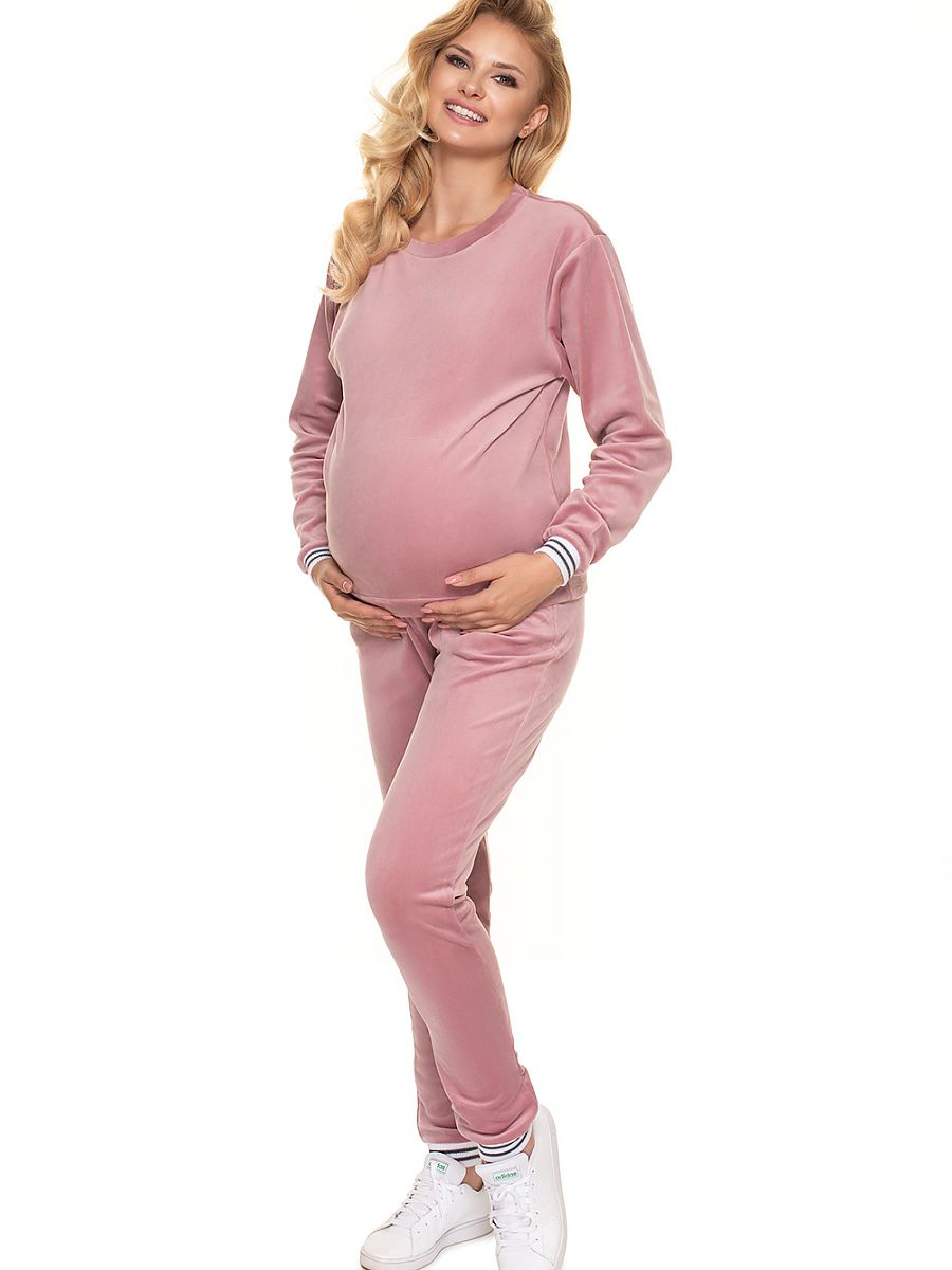 Pantalon de grossesse à bandeau coupe droite rose