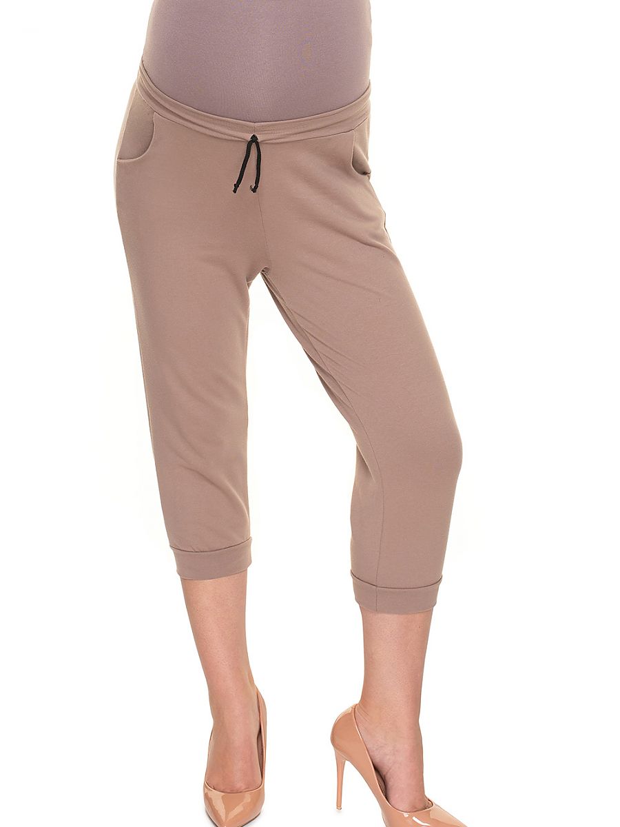 Pantalon de grossesse à bandeau jambe large beige