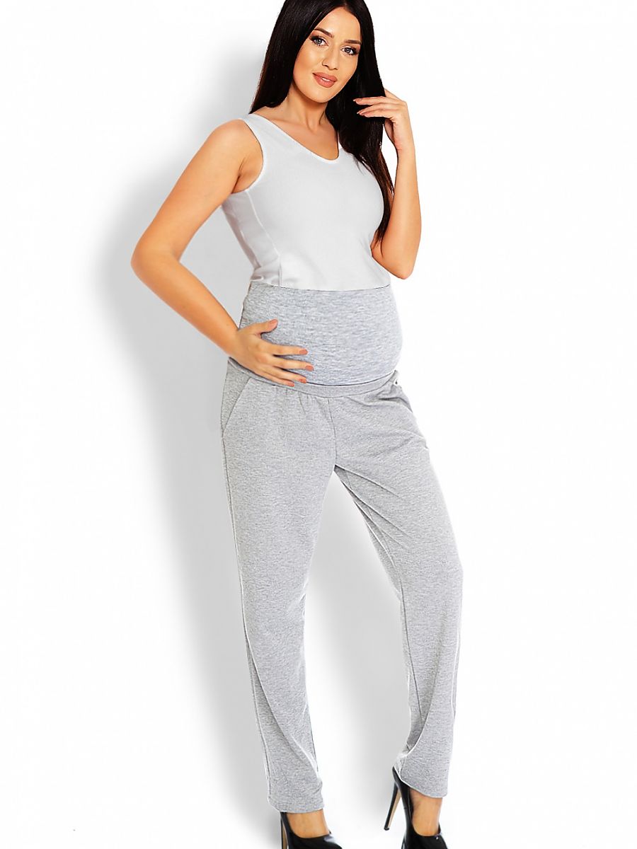Pantalon de grossesse fuselé bandeau souple gris chiné