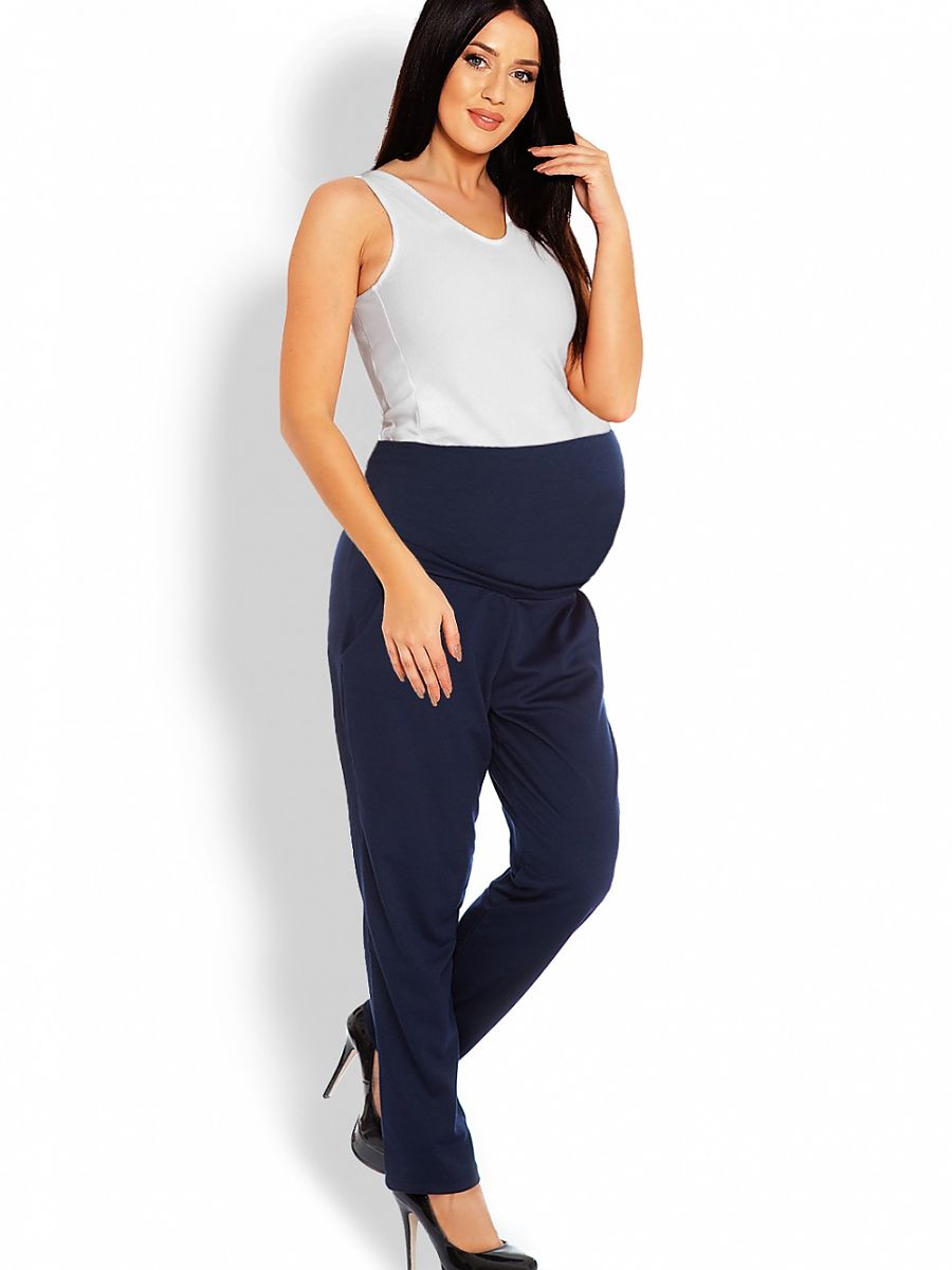 Pantalon de grossesse bandeau extensible jambe fuselée marine