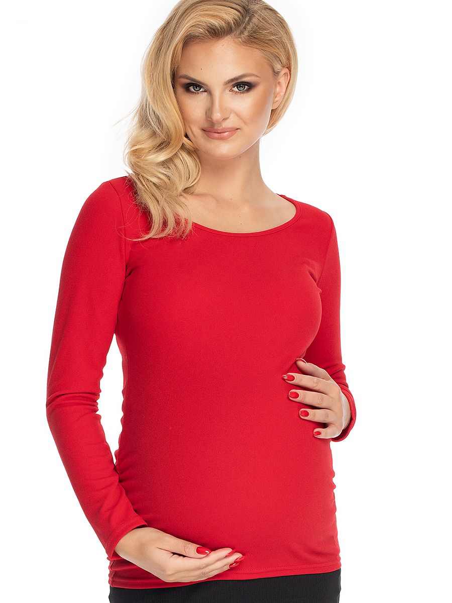 Blouse de grossesse col rond manches longues rouge