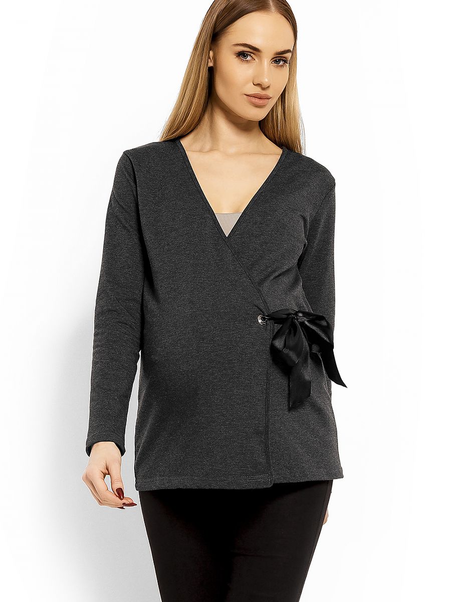 Blouse de grossesse à volants gris chiné