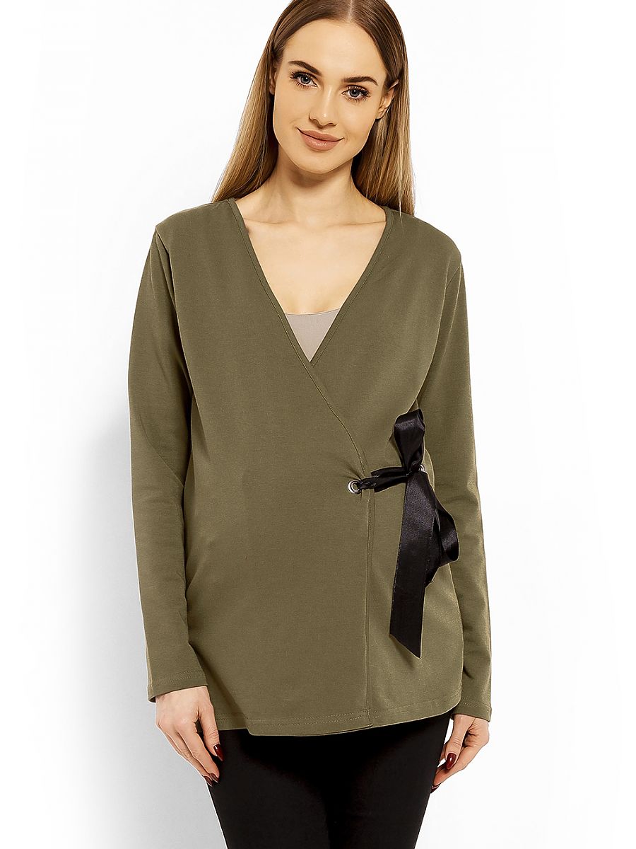 Blouse de grossesse encolure dégagée vert sapin