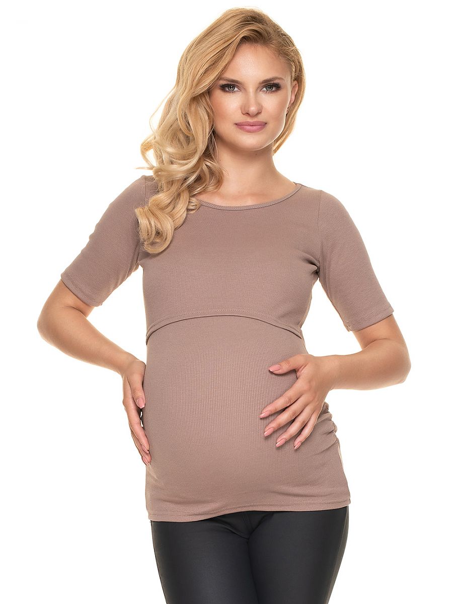 Tunique de grossesse beige a noeud lateral
