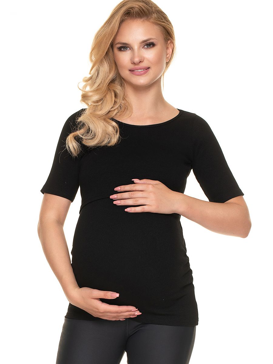 Blouse de grossesse effet portefeuille noir